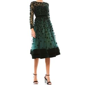 MAC DUGGAL Prom Wedding Guest Formal Bridal Tea Length Floral Dress • size 6 NWT